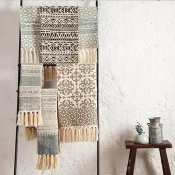 Retro Bohemian Tassel Carpet Fabric Rug Mat Bedroom Door Blanket Tea Area Decor Door Mat 
Retro Bohemian Tassel Carpet Fabric Rug Mat Bedroom Door Blanket Tea Area Decor Door Mat
