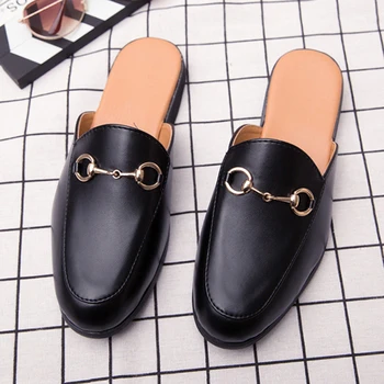 Fashion Men's PU Leather Slippers Mules Black White Horsebit Casual Shoes K2
Fashion Men's PU Leather Slippers Mules Black White Horsebit Casual Shoes K2