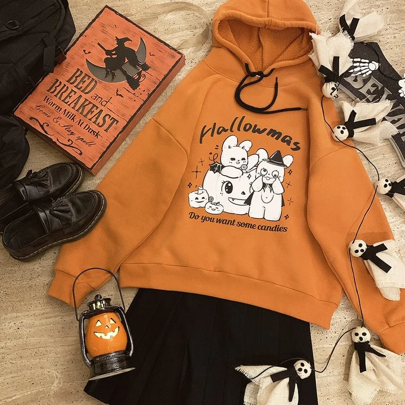 Hallowmas Hoodies Women Autumn Winter Cute Pumpkin Bunny Star Printing Loose Halloween Hooded Pullovers Harajuku Kawaii Hoodie
Hallowmas Hoodies Women Autumn Winter Cute Pumpkin Bunny Star Printing Loose Halloween Hooded Pullovers Harajuku Kawaii Hoodie