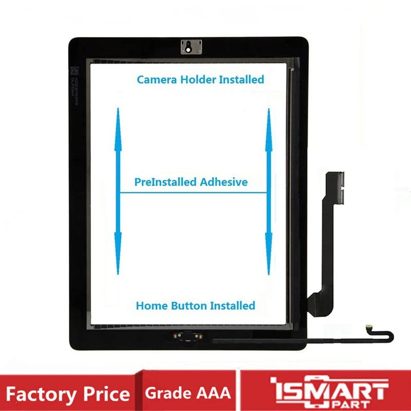 For iPad 3 Touch Screen Digitizer with Home Button and Tape For iPad 2 4 Front Glass Display Touch Panel Replacement
For iPad 3 Touch Screen Digitizer with Home Button and Tape For iPad 2 4 Front Glass Display Touch Panel Replacement