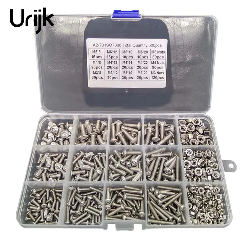 New 500pcs/Lot M3 M4 M5 Stainless Steel Hexagon Socket Head Socket Screw Bolt Nut Stainless Steel 304 Screws Mounting Hardware
New 500pcs/Lot M3 M4 M5 Stainless Steel Hexagon Socket Head Socket Screw Bolt Nut Stainless Steel 304 Screws Mounting Hardware