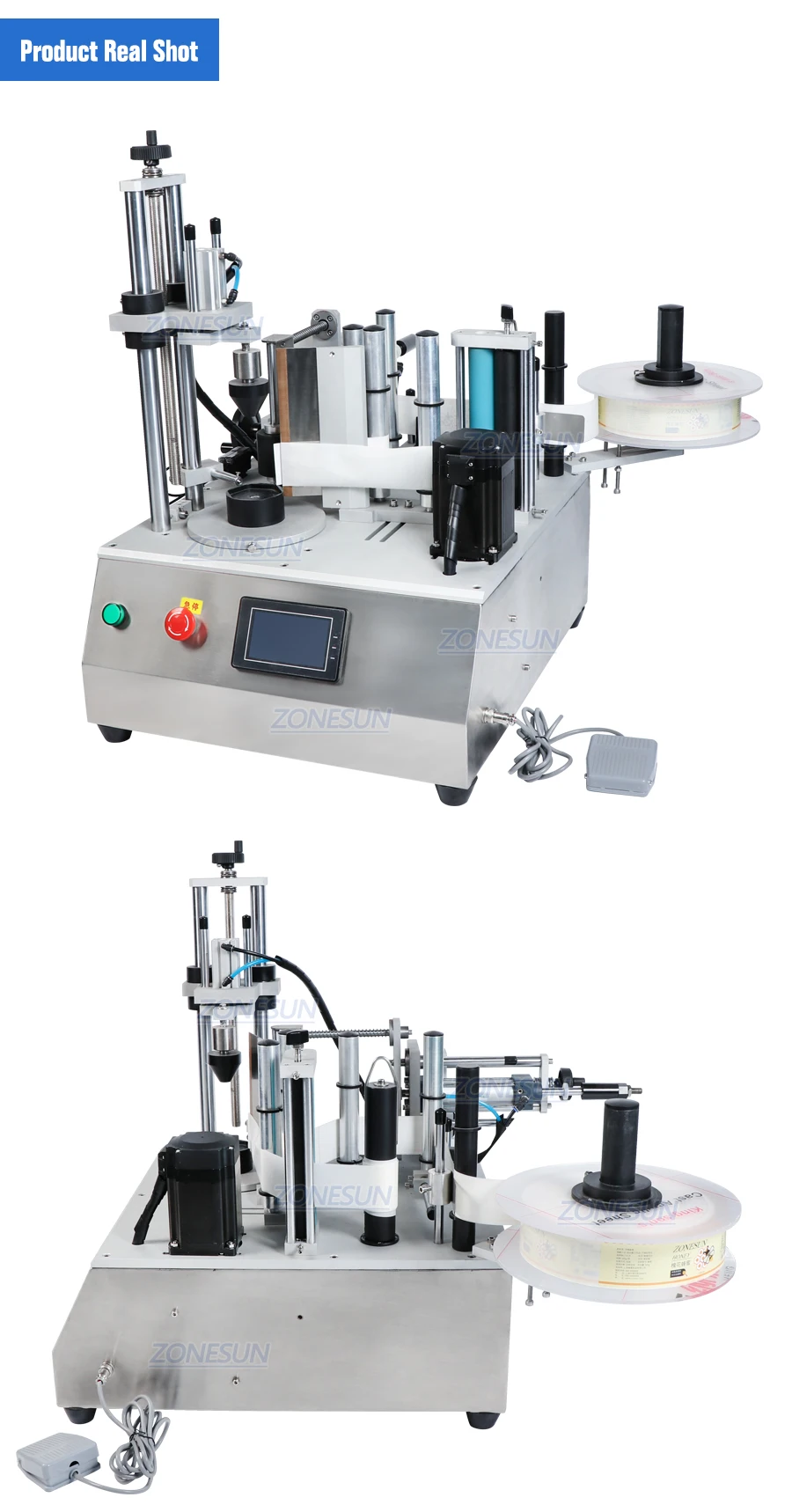 ZONESUN Semi-automatic Labeling Machine for Square Quadrangle Hexagon bottle