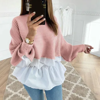 Women Spring Autumn Casual Blouse Bat Wing Long Sleeve Patchwork Pullover Loose Shirts Soft Sweaters
Women Spring Autumn Casual Blouse Bat Wing Long Sleeve Patchwork Pullover Loose Shirts Soft Sweaters