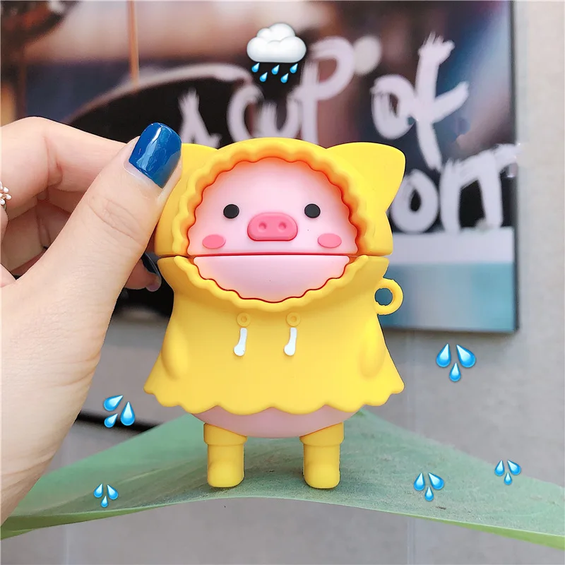 Bluetooth Earphone Case for Airpods 2 Cute Silicone Case for Airpods pro Protective Cover with Keychain Raincoat Piggy 3D
Bluetooth Earphone Case for Airpods 2 Cute Silicone Case for Airpods pro Protective Cover with Keychain Raincoat Piggy 3D