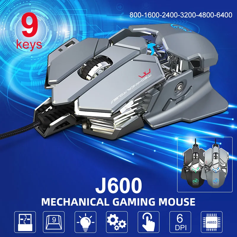 VicTsing Wired Mechanical Gaming Mouse 9 Button Backlight 12-Level Adjustable DPI Optical with Cool LED variable light effect
VicTsing Wired Mechanical Gaming Mouse 9 Button Backlight 12-Level Adjustable DPI Optical with Cool LED variable light effect