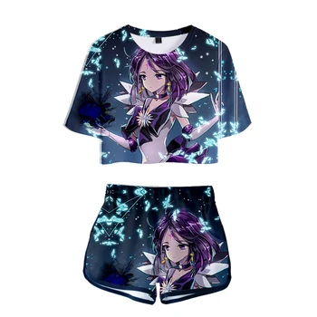 Casual 3D Sailor Moon Exposed Navel t shirt + shorts women's two-piece sets fashion summer 3D Sailor Moon girls two-piece suits
Casual 3D Sailor Moon Exposed Navel t shirt + shorts women's two-piece sets fashion summer 3D Sailor Moon girls two-piece suits