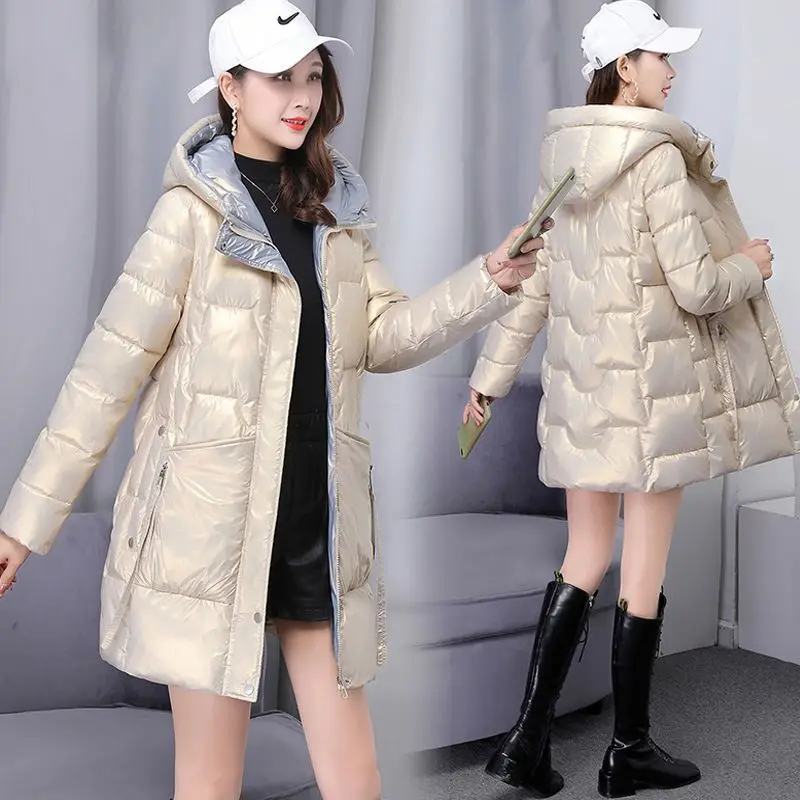 GRELLER New Winter Thicken Women's Puffer Coat Glossy Warm Hooded Long Cotton Padded Jacket Ladies Winter Down Cotton Parkas
GRELLER New Winter Thicken Women's Puffer Coat Glossy Warm Hooded Long Cotton Padded Jacket Ladies Winter Down Cotton Parkas