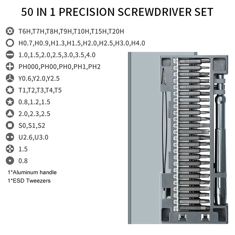 50PCS Screwdriver Set Repair Hand Tools Electric Precision Screwdriver Bits Torx Extension Post Bit Set Power Tools
50PCS Screwdriver Set Repair Hand Tools Electric Precision Screwdriver Bits Torx Extension Post Bit Set Power Tools