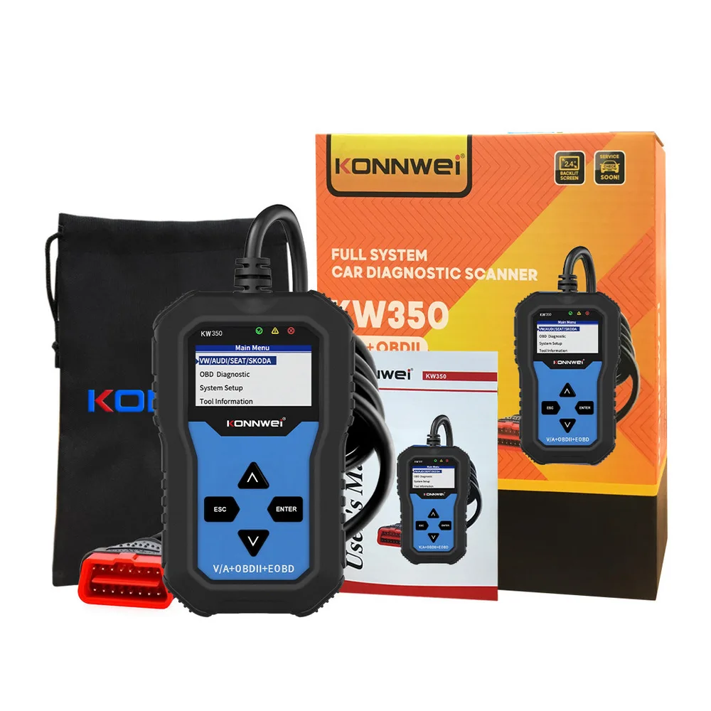 KONNWEI KW350 for VW for Audi OBDII Full System Diagnostic Scanner OBD2 Code Reader Reset Tool for Airbag Oil Service Light EPB
KONNWEI KW350 for VW for Audi OBDII Full System Diagnostic Scanner OBD2 Code Reader Reset Tool for Airbag Oil Service Light EPB
