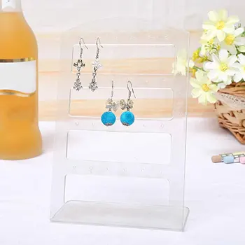 

Desktop Stud Rectangular Acrylic Showcase 24/48 Hole Home Packaging Cards Jewelry Display Earring Stand Storage Hooks Pearl