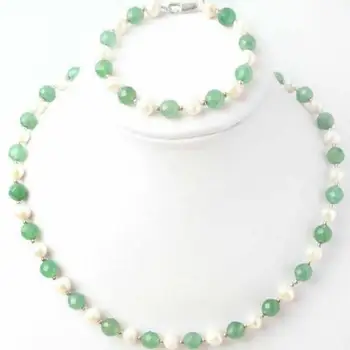 Natural 7-8mm White Freshwater Pearl & Aventurine Jade Necklace Bracelet Set
Natural 7-8mm White Freshwater Pearl & Aventurine Jade Necklace Bracelet Set