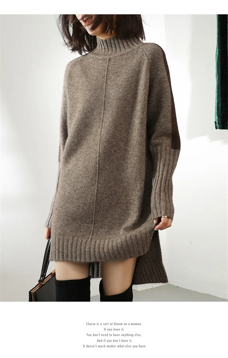 section cashmere sweater for women casual loose thick oversizd