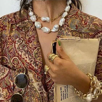 Lalynnly Imitation Irregular Pearls Chain Necklace for Women Big Pearl Multi-layer Choker Necklace Jewelry Party Gifts N7377
Lalynnly Imitation Irregular Pearls Chain Necklace for Women Big Pearl Multi-layer Choker Necklace Jewelry Party Gifts N7377