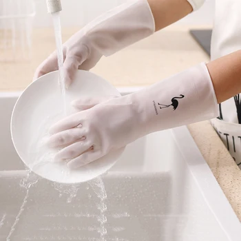 

1 Pair Dish Washing Gloves For Female Waterproof Rubber Latex Kitchen Durable Cleaning Household Chores Washing Dishes