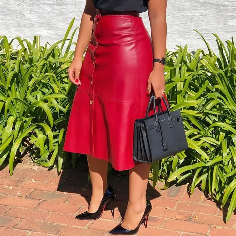 Red Skirt Women 2019 A-Line Button Mid-Calf High Waist Skirt Daily Date Office Lady Skirts Female Elegant Chic Skirt
Red Skirt Women 2019 A-Line Button Mid-Calf High Waist Skirt Daily Date Office Lady Skirts Female Elegant Chic Skirt