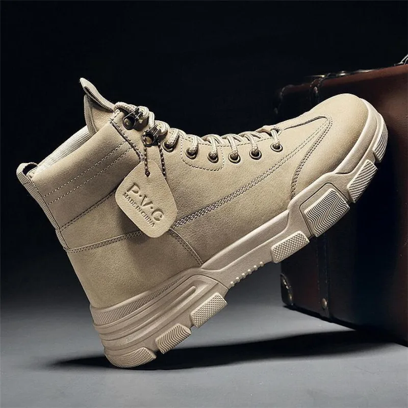 

Men's Martin Boots High-top Desert Boots Casual Shoes Combat Military Boots Retro Lace-up Fashion Men Boots Trend Sneakers Male