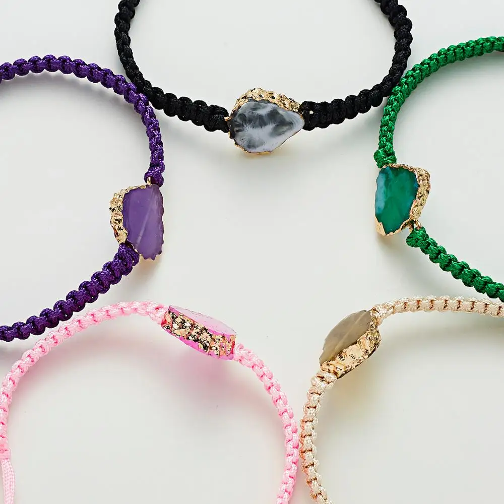 Belleper 2019 New Resin Hand-woven Bracelet Triangle Scallop Imitation Natural Stone Creative Female Casual Jewelry | Украшения и