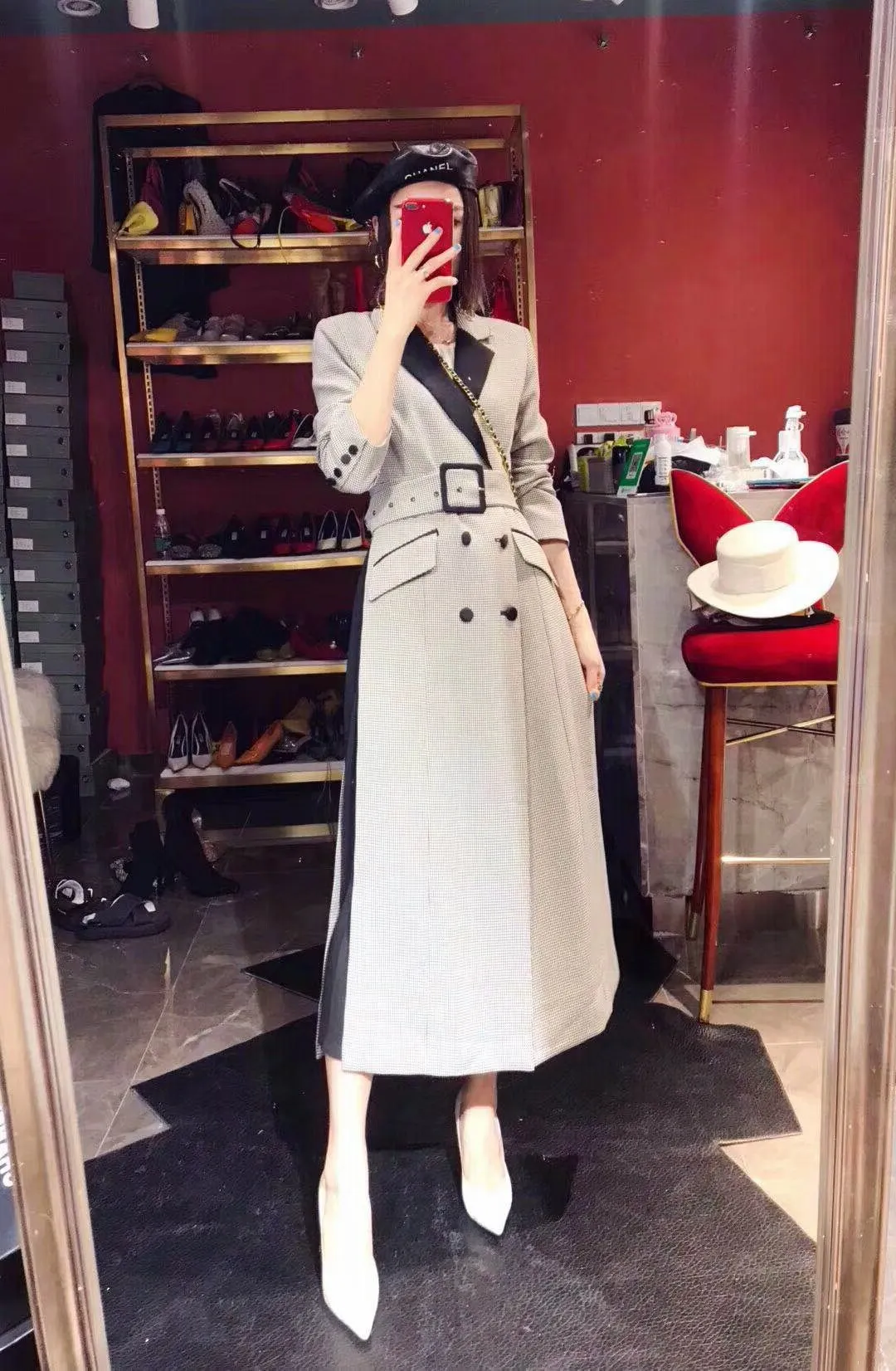 2019 Autumn New Style Suit Collar Mid-length Thousands of Birds over-the-Knee Double Breasted Elegant Trench Coat Coat
2019 Autumn New Style Suit Collar Mid-length Thousands of Birds over-the-Knee Double Breasted Elegant Trench Coat Coat