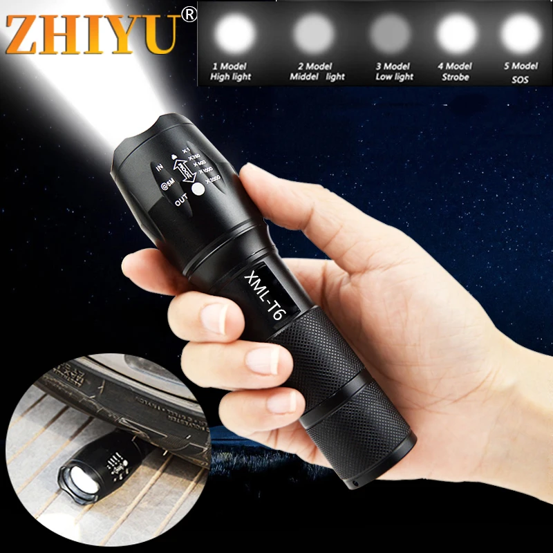 LED Flashlight Ultra Bright Torch T6 Camping Torch Light 5 Modes Outdoor Waterproof Zoomable Bicycle Light Use 18650 Battery
LED Flashlight Ultra Bright Torch T6 Camping Torch Light 5 Modes Outdoor Waterproof Zoomable Bicycle Light Use 18650 Battery