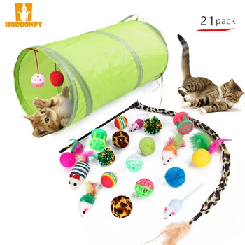 HORBONPY Funny Cat Stick Bell Ball Feather Toy 21PCS Cat Toy Set Creative Assorted Cat Interactive Toy Cat Play Toy For Kittens 
HORBONPY Funny Cat Stick Bell Ball Feather Toy 21PCS Cat Toy Set Creative Assorted Cat Interactive Toy Cat Play Toy For Kittens