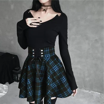 Gothic Plaid Mini Skirt Women Vintage Lace Up High Waist Draped A-line Pleated Skirts Casual Plus Size Women's Cloth Jupe Femme
Gothic Plaid Mini Skirt Women Vintage Lace Up High Waist Draped A-line Pleated Skirts Casual Plus Size Women's Cloth Jupe Femme
