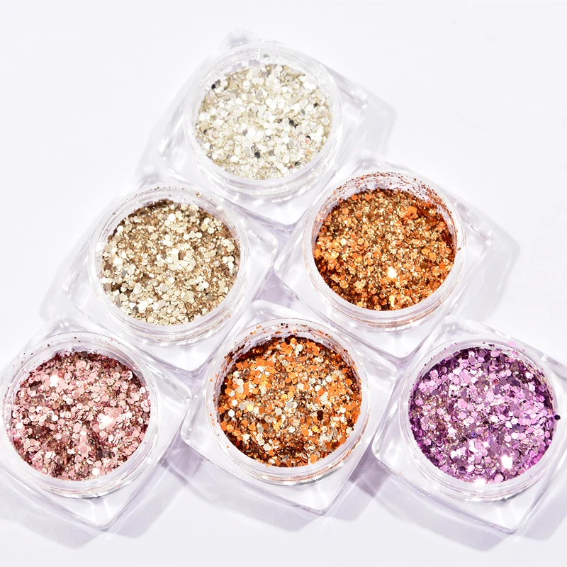 Mixed-Size Nail Art Glitter Holographic Flake Powder 6pcs/set Shiny Chunky Mylar Flake Holo Sparkly Spangle Nail Art Decor Flake
Mixed-Size Nail Art Glitter Holographic Flake Powder 6pcs/set Shiny Chunky Mylar Flake Holo Sparkly Spangle Nail Art Decor Flake