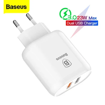 

Baseus 23W Quick Charge 3.0 USB Charger For iPhone Samsung Xiaomi QC3.0 5V/3A Fast Charging EU Travel Wall Mobile Phone Charger