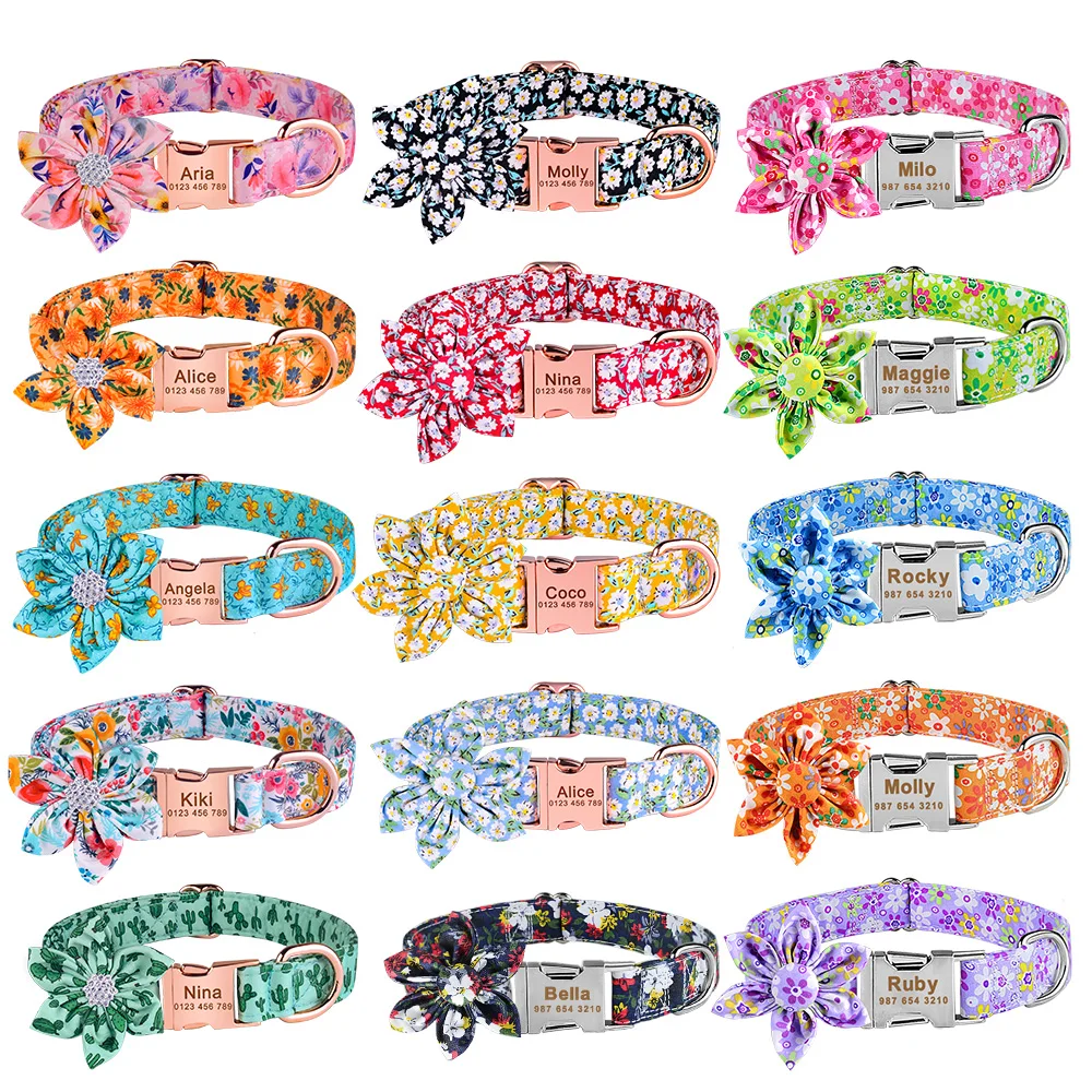 Adjustable Nylon Flower Engraved Dog Collar Dog Supplies Small Medium Large Unisex Pet Collar Custom Pet Products Collar Tag
Adjustable Nylon Flower Engraved Dog Collar Dog Supplies Small Medium Large Unisex Pet Collar Custom Pet Products Collar Tag