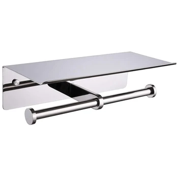 Double Roll Toilet Paper Holder With Phone Shelf - Bathroom Tissue Dispenser - Modern Style (Shiny Silver)
Double Roll Toilet Paper Holder With Phone Shelf - Bathroom Tissue Dispenser - Modern Style (Shiny Silver)