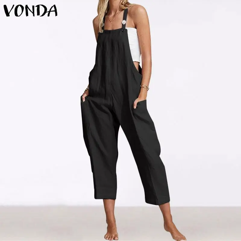 VONDA Women Casual Loose Cotton Rompers Women Spagetti Strap Jumpsuits Solid Color Playsuits Wide Leg Pants Plus Size Pantalon
VONDA Women Casual Loose Cotton Rompers Women Spagetti Strap Jumpsuits Solid Color Playsuits Wide Leg Pants Plus Size Pantalon