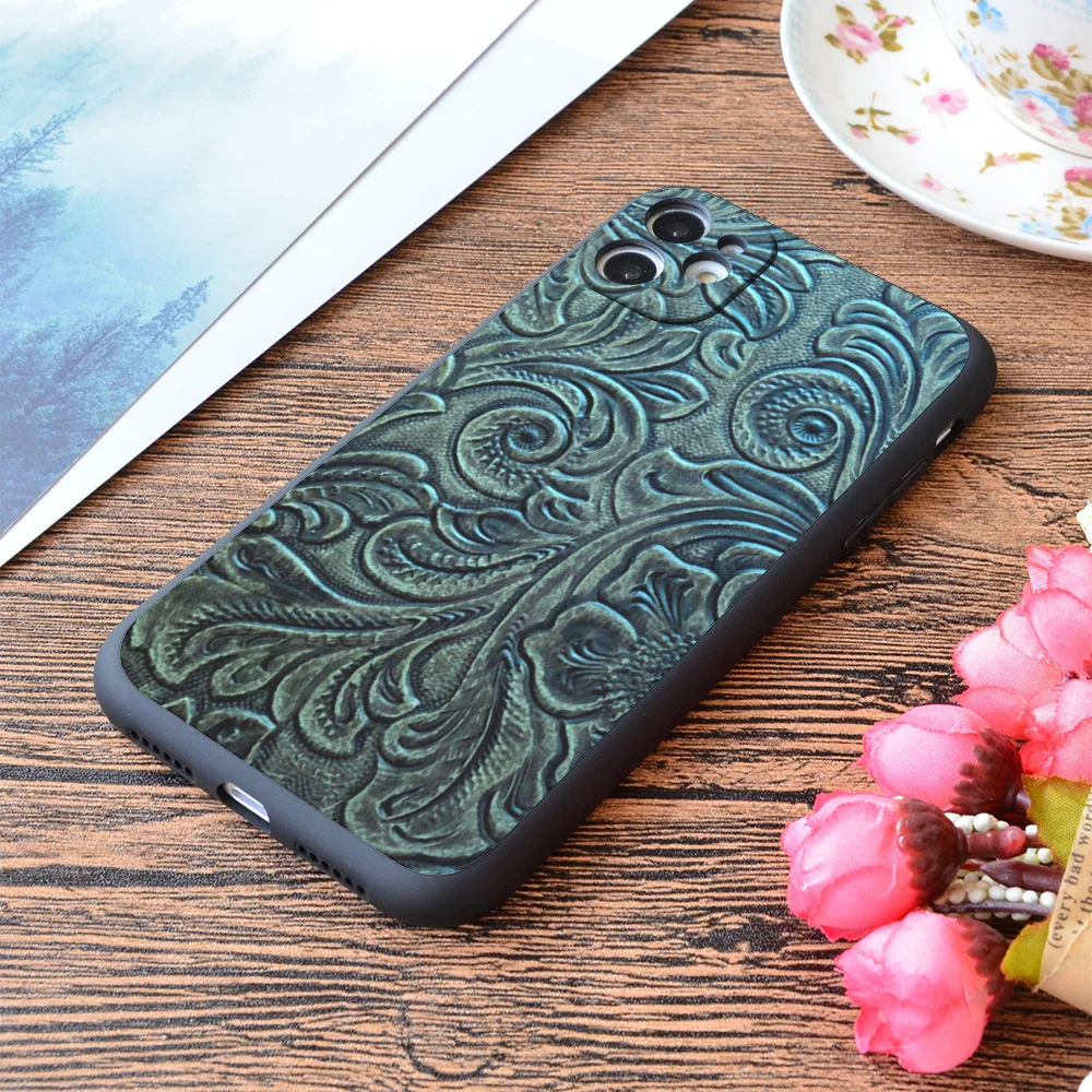 For iPhone Blue Green Tooled Leather Floral Scrollwork Design Print Soft Matt Apple iPhone Case
For iPhone Blue Green Tooled Leather Floral Scrollwork Design Print Soft Matt Apple iPhone Case