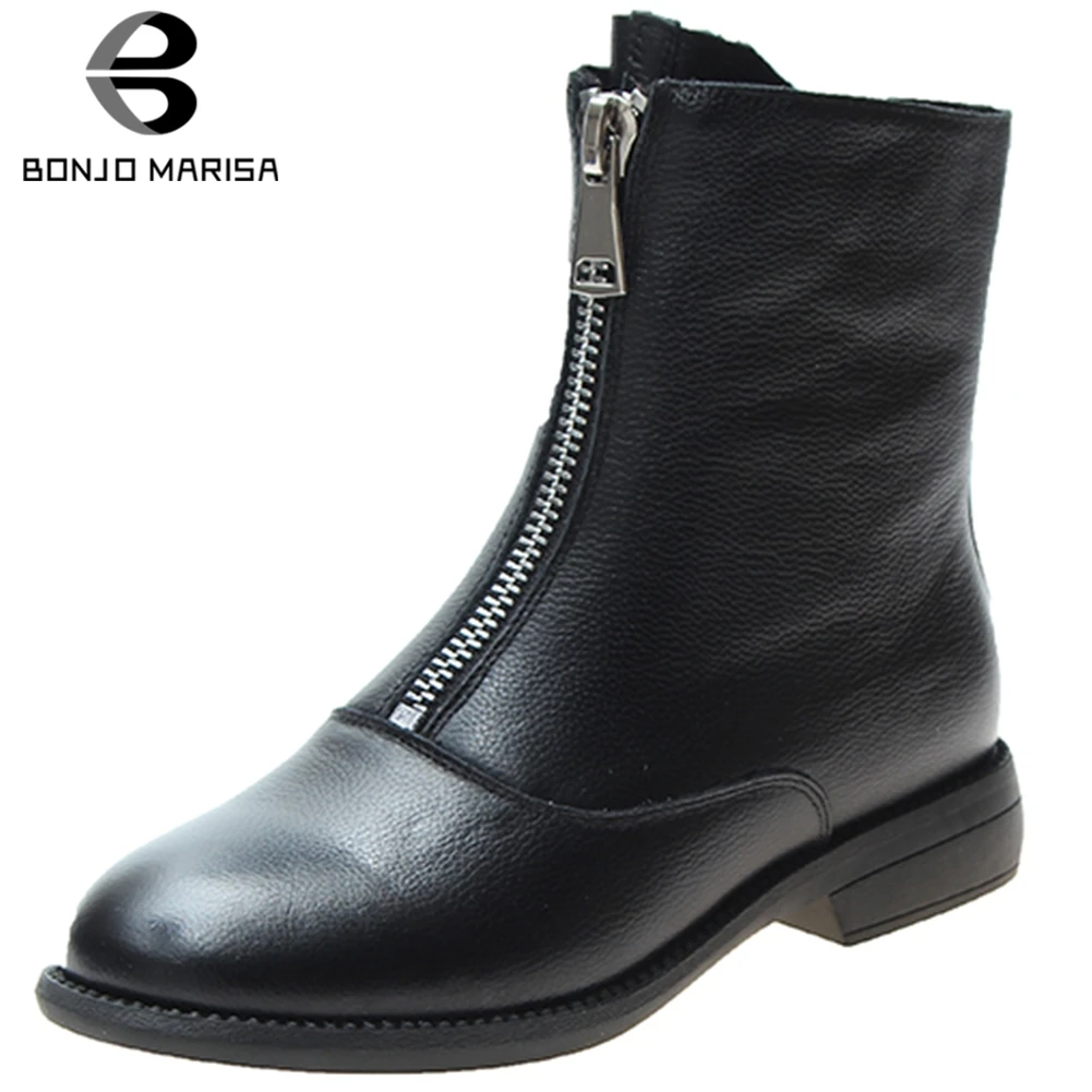 BONJOMARISA New Brand Genuine Leather Boots Women 2019 Black OL Zipper Boots Ladies Casual Low Heel Work Shoes Woman
BONJOMARISA New Brand Genuine Leather Boots Women 2019 Black OL Zipper Boots Ladies Casual Low Heel Work Shoes Woman