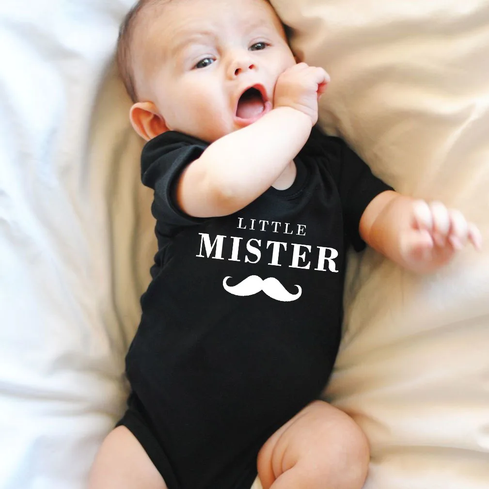

Little Mister Newborn Bodysuits Boy Baby Crawling Short Sleeve Casual Romper Jumpsuit Toddler Infant Clothes Child Birthday Gift