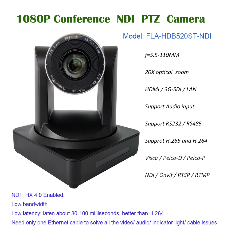 NDI/HX Web HD 1080p 20x Optical Zoom PTZ Video Conference Camera For Live Streaming/Broadcasting
NDI/HX Web HD 1080p 20x Optical Zoom PTZ Video Conference Camera For Live Streaming/Broadcasting