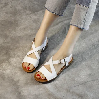 Women Leather Sandals White Low Heels Casual Summer Shoes For Women Soft Genuine Leather Beach Sandals Women Shoes Handmade2020
Women Leather Sandals White Low Heels Casual Summer Shoes For Women Soft Genuine Leather Beach Sandals Women Shoes Handmade2020