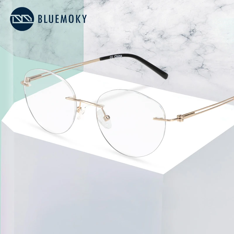 

BLUEMOKY Brand Designer Titanium Glasses Gold Rimless Optical Glasses Frames For Men Women Business Frameless Eyeglasses Frame