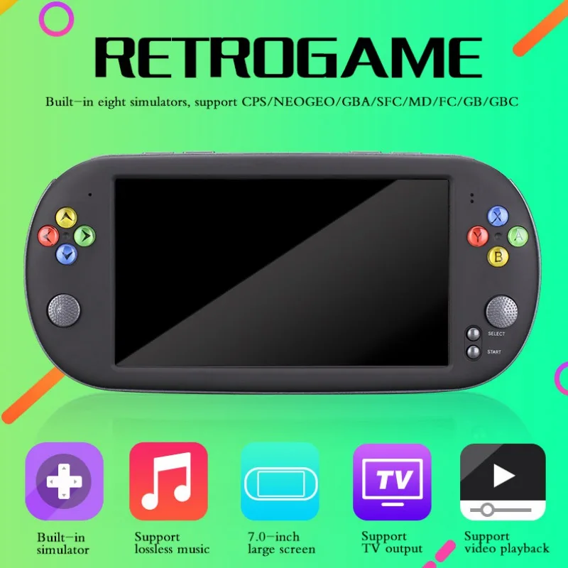 video game handheld game console7-inch soft backlit screen built-in storage 16 / 8G handheld game console Downloadable games
video game handheld game console7-inch soft backlit screen built-in storage 16 / 8G handheld game console Downloadable games