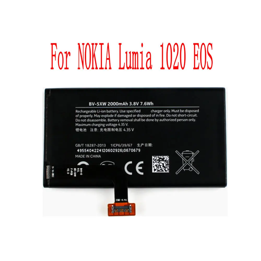 

New High Quality 2000mAh BV-5XW Battery For NOKIA Lumia 1020 EOS Cell Phone