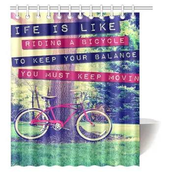 A Retro Vintage Bike Shower Curtain, Life is Like Riding a Bike to Keep Your Balance You Must Keep Moving Shower Curtain Set 
A Retro Vintage Bike Shower Curtain, Life is Like Riding a Bike to Keep Your Balance You Must Keep Moving Shower Curtain Set