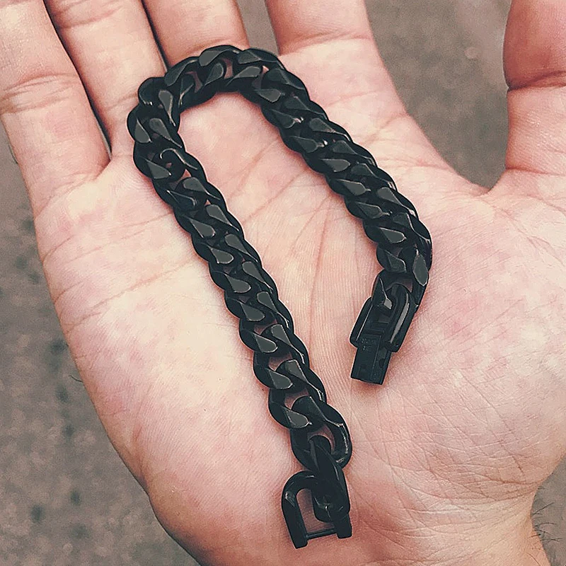 bracelets mens black stainless steel bracelet cuban link chain on hand male charm Steel friends accessories rock punk wide 2020
bracelets mens black stainless steel bracelet cuban link chain on hand male charm Steel friends accessories rock punk wide 2020