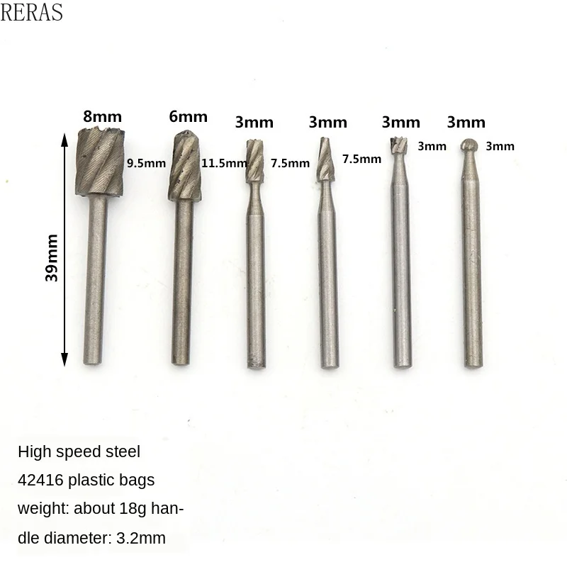 6PC Electric Grinder Accessories DIY High-speed Steel Rotary File Woodworking Milling Cutter Wood Carving Engraving Knife
6PC Electric Grinder Accessories DIY High-speed Steel Rotary File Woodworking Milling Cutter Wood Carving Engraving Knife
