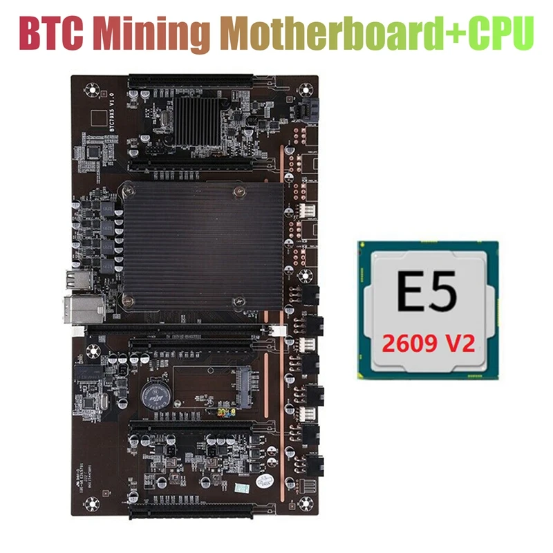 Фото Материнская плата X79 для майнинга BTC H61 + E5 2609 V2 CPU 5X PCI-E 8X LGA 2011 DDR3 поддержка 3060 3080 GPU |