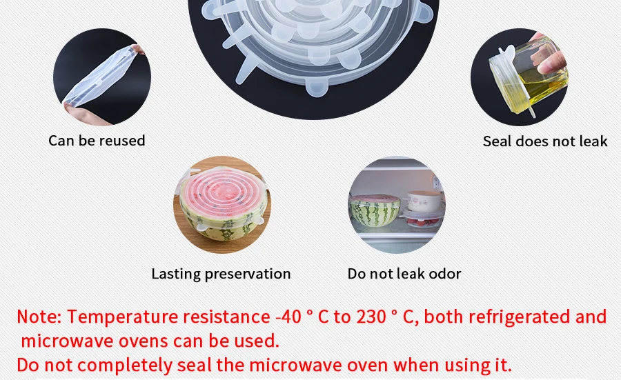 12pcs Reusable Silicone Food Cover Elastic Stretch Adjustable Bowl Lids Universal Kitchen Wrap Seal Fresh Keeping Silicone Caps