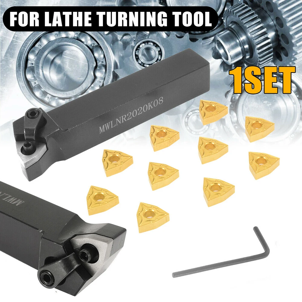 MWLNR2020K08 Holder + 10Pcs WNMG080404 Carbide Inserts + Wrench for Lathe Turning
MWLNR2020K08 Holder + 10Pcs WNMG080404 Carbide Inserts + Wrench for Lathe Turning