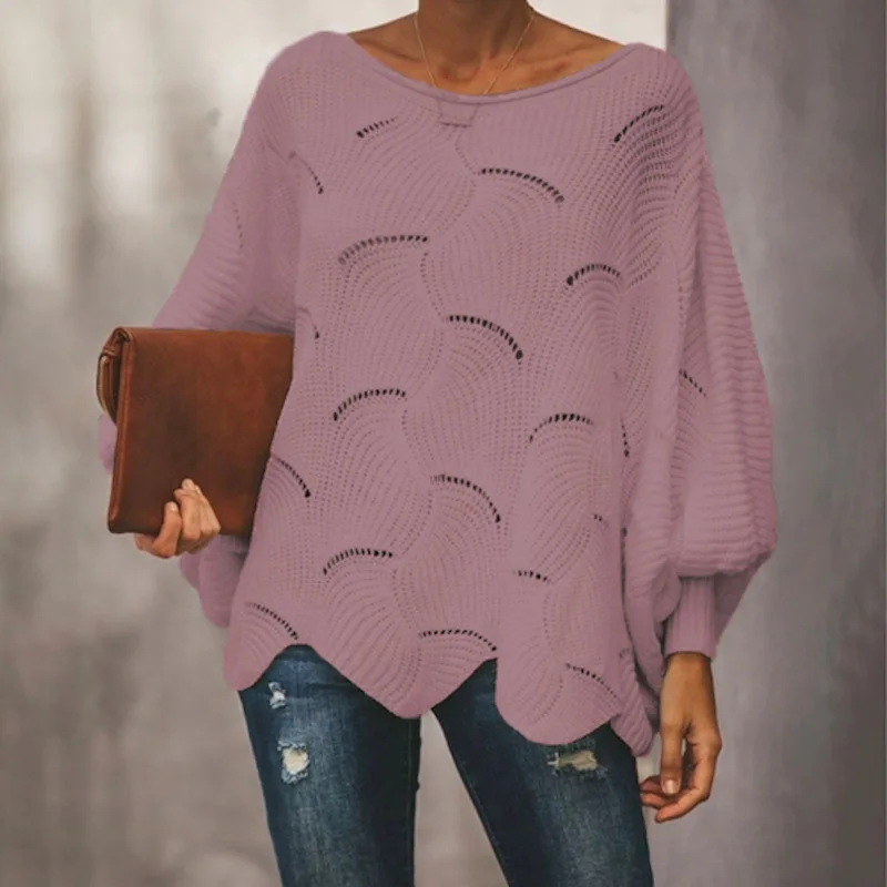 2020 autumn and winter European and American hot style sweater women hollow chain link loose knit sweater bat shirt
2020 autumn and winter European and American hot style sweater women hollow chain link loose knit sweater bat shirt