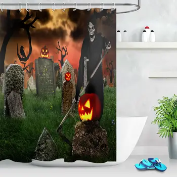 Halloween Graveyard Pumpkin Death Shower Curtain Bathroom Fabric Bath Curtains 
Halloween Graveyard Pumpkin Death Shower Curtain Bathroom Fabric Bath Curtains
