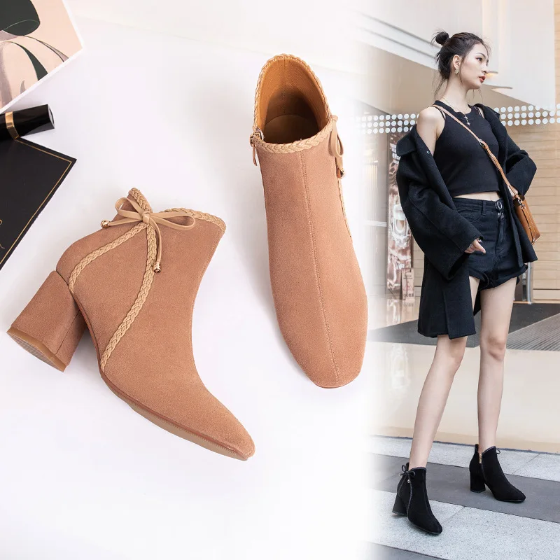 Fashion Novelty Womens Boots Ankle Short Square Toe High Vintage Boots SolidButterfly-knot Winter Big Size Shoes 
Fashion Novelty Womens Boots Ankle Short Square Toe High Vintage Boots SolidButterfly-knot Winter Big Size Shoes