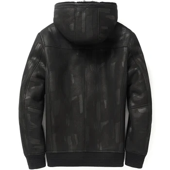 Real Genuine Jacket Men Hooded Winter Sheepskin Coat Short Wool Lining Men's Leather Jackets Blouson Cuir Homme 4714
Real Genuine Jacket Men Hooded Winter Sheepskin Coat Short Wool Lining Men's Leather Jackets Blouson Cuir Homme 4714