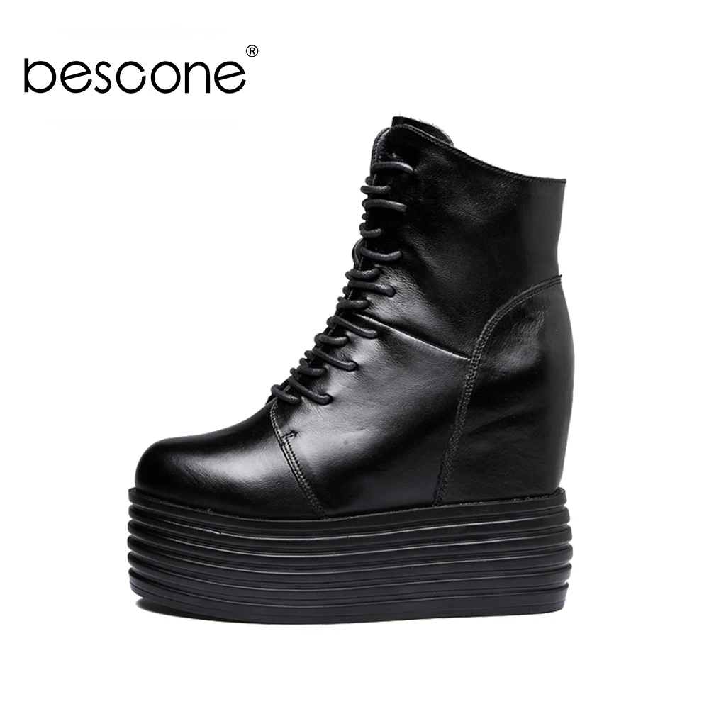 Bescone Height Increasing Ankle Boots Woman High Platform Chunky Heel Round Toe Boots Ladies Genuine Leather Lace Up Boots BO730
Bescone Height Increasing Ankle Boots Woman High Platform Chunky Heel Round Toe Boots Ladies Genuine Leather Lace Up Boots BO730