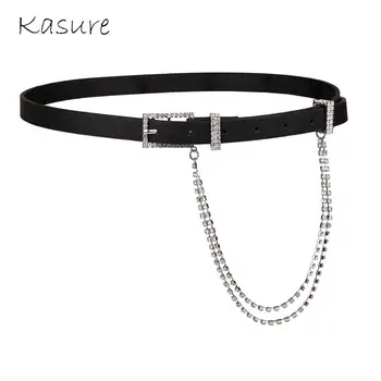 KASURE Women's Luxury Rhinestone Belt With Chain On Pants Jeans Designer Stylish Female Adjustable Belts Punk Waistbelt
KASURE Women's Luxury Rhinestone Belt With Chain On Pants Jeans Designer Stylish Female Adjustable Belts Punk Waistbelt